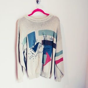 Italian made Cotton Abstract Print Sweater